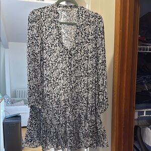 Zara Black and White Ruffled V-Neck Sundress